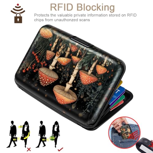 Coco Rossi Credit Card Holder RFID Aluminum Small Mini Wallet Women - color: Mushroom