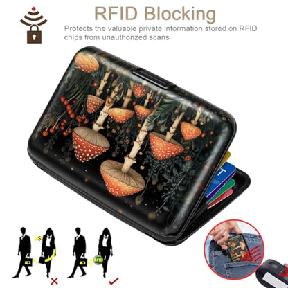 Coco Rossi Credit Card Holder RFID Aluminum Small Mini Wallet Women - color: Mushroom