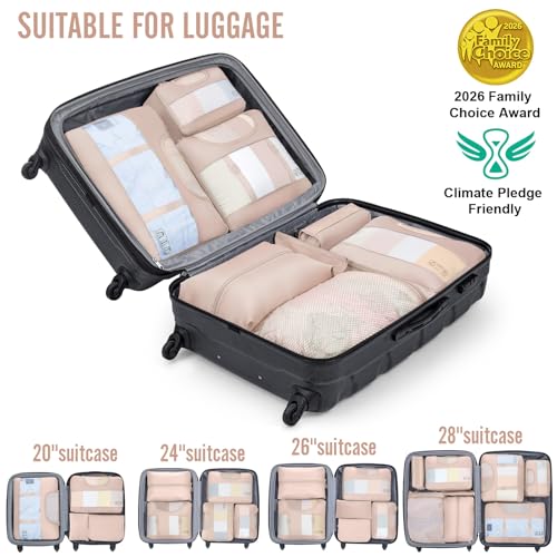 Veken 4 Set/6 Set /8 Set /9 Set /10 Set /11 Set Packing Cubes for Travel Essentials, 10 Set, 02 Cream - color: 02 Cream