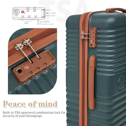 Cobens Luggage Sets 5 Piece,Suitcases with Wheels,20"/24"/28",DarkGreen - color: DarkGreen, size: 5 Piece Sets (20/24/28/DB/TB)
