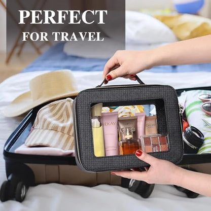 Pinkmik Clear Makeup Bag with Brush Bag, (Black, L+SLIM) - color: B4/Black, size: L+SLIM