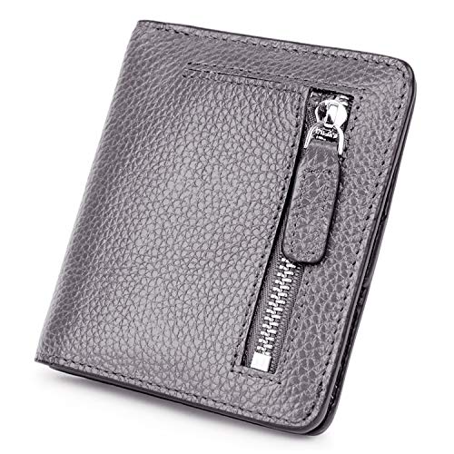 Small Leather Wallet for Women, Ladies Credit Card Holder RFID Blocking Women's Mini Bifold Pocket Purse - color: Gray Rfid Blocking