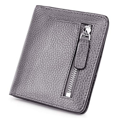 Small Leather Wallet for Women, Ladies Credit Card Holder RFID Blocking Women's Mini Bifold Pocket Purse - color: Gray Rfid Blocking