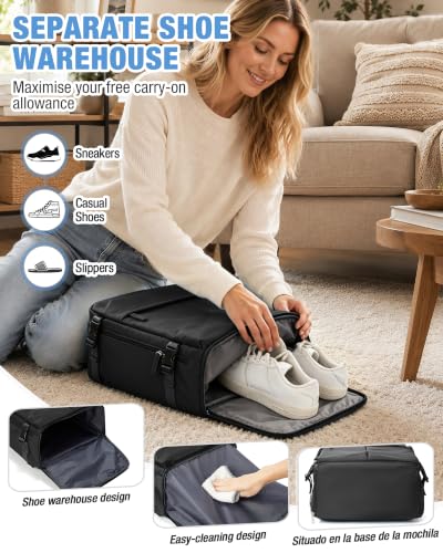 suradar Travel Backpack for Women Men Laptop Backpacks Carry On - color: A1-black