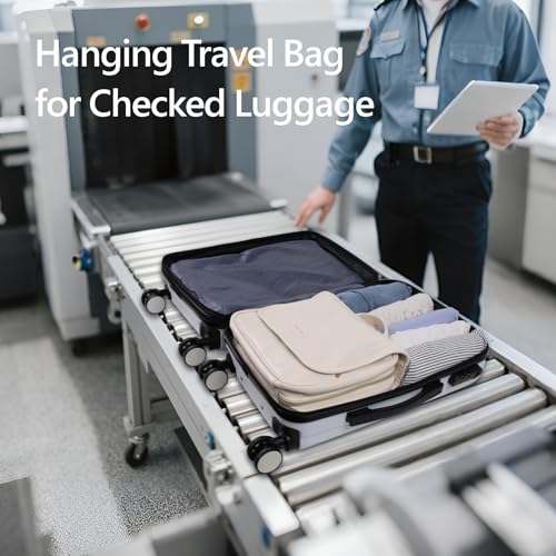 PACKISM Hanging Travel Toiletry Bag - with Clear Makeup Bag, Large Beige