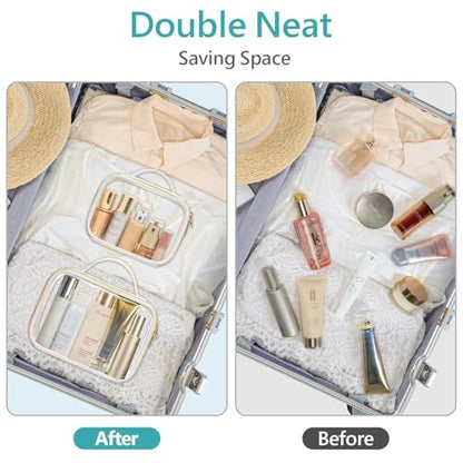 PACKISM Clear Makeup Bag Travel - TSA Approved Toiletry Bag, 2 Pack White - color: Ruched Colorful White