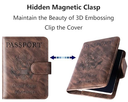 LOHASLIFE Passport Holder for Travel, Rfid Blocking Passport Cover Wallet - color: 120#Coffee