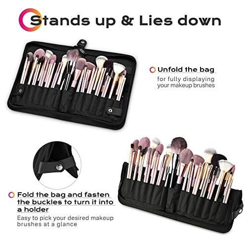 BYOOTIQUE Travel Makeup Brush Bag Foldable Holder Organizer Portable Artist - color: Classic Black