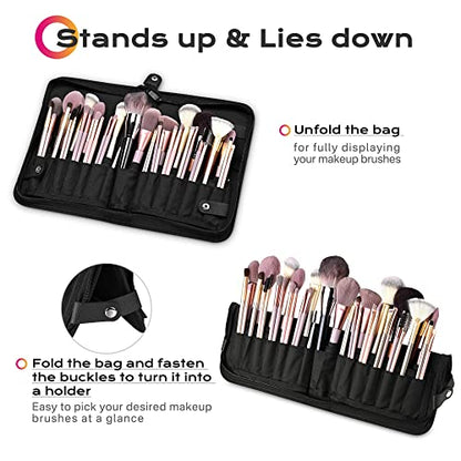 BYOOTIQUE Travel Makeup Brush Bag Foldable Holder Organizer Portable Artist - color: Classic Black
