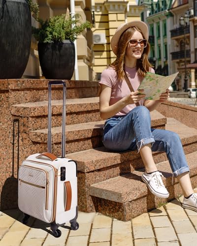 BAGSMART 16" Underseat Carry On Luggage Softside Carry On Suitcase, Beige - color: Underseat-Beige