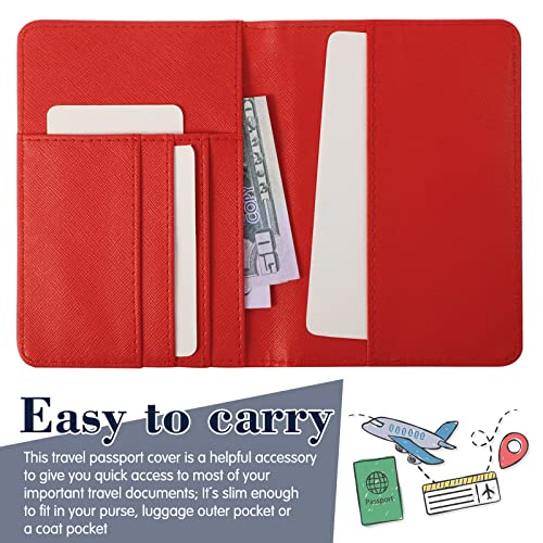 Frienda 2 Pcs Passport Holder Covers Waterproof Leather - color: Blue and Red