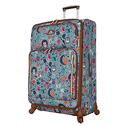 Lily Bloom Design Pattern 28" Luggage Softside Expandable With Double Spinner Wheels, Large Lightweight Suitcase Checked Bag For Women - color: Night Owl