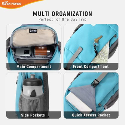 SKYSPER Sling Bag RFID Cross Body Bag Recycled Crossbody Backpack Travel Daypack - color: Teal