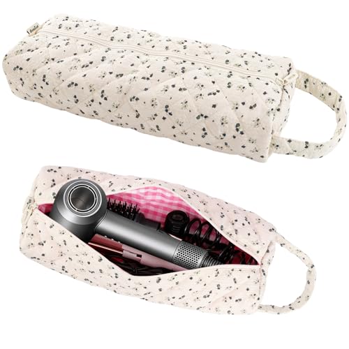 Hair Tools Travel Bag Compatible with Dyson Airwrap Shark FlexStyle - color: Dark Blue Daisies