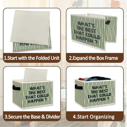 Inspirational Striped Storage Bins Box Collapsible Basket - color: Color05