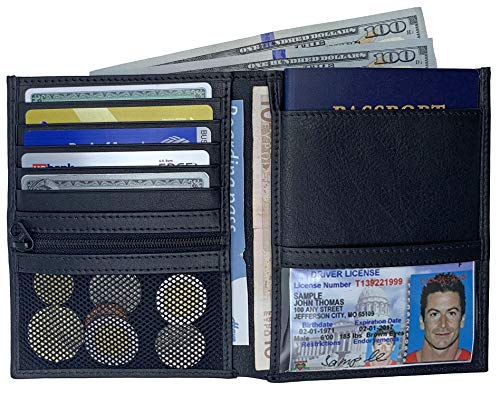 Deluxe Personalized Monogrammed Black Leather RFID Passport Wallet - color: Black, style: Deluxe