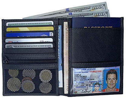 Deluxe Personalized Monogrammed Black Leather RFID Passport Wallet - color: Black, style: Deluxe