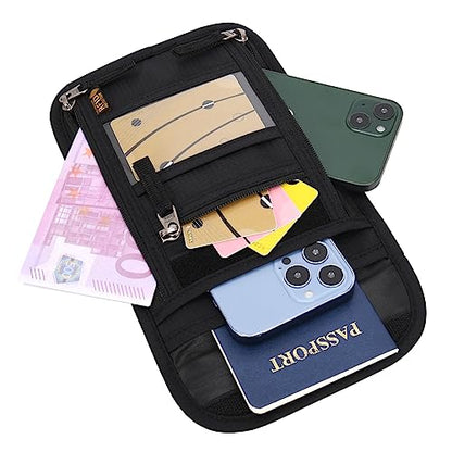 Neck Wallet Lightweight RFID Blocking Waterproof Travel Pouch Passport Wallets for Women Men - color: B-Orange