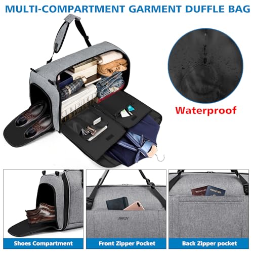 Convertible Garment Bag for Travel, 4-in-1 Backpack for Women Men, 3pcs 50L - color: C-Grey