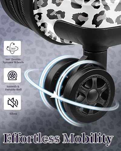 Expandable 24 Inch Checked Luggage Suitcase with TSA Lock - color: Cloud Leopard, size: M(checked-24")