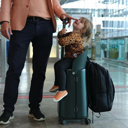 MiaMily Kids Ride-On Carry On Luggage, Hard Shell Suitcase - color: Forest Green
