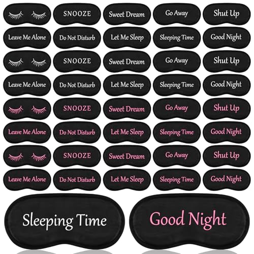Eurzom 40 Pcs Funny Sleep Mask Bulk Soft Blackout Adjustable, Mixed Colors - color: Mixed Colors