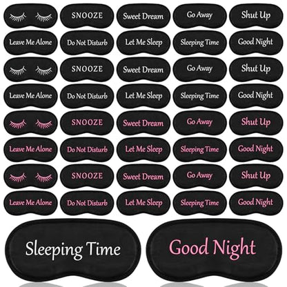 Eurzom 40 Pcs Funny Sleep Mask Bulk Soft Blackout Adjustable, Mixed Colors - color: Mixed Colors