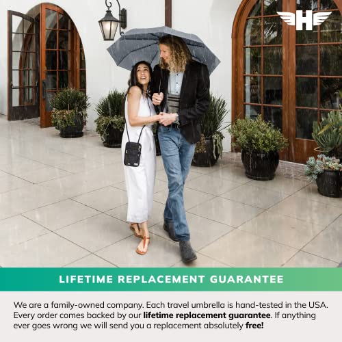 HERO Windproof Travel Umbrella – Premium Auto Open/Close, Lightweight, Compact, Portable Umbrella with 2-Person Coverage for Travel – Fits Easily in a Purse or Backpack - color: Gray