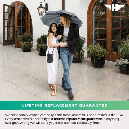 HERO Windproof Travel Umbrella – Premium Auto Open/Close, Lightweight, Compact, Portable Umbrella with 2-Person Coverage for Travel – Fits Easily in a Purse or Backpack - color: Gray
