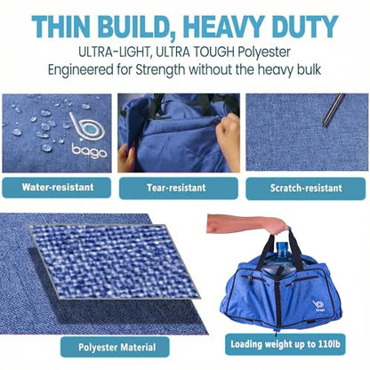 Bago Travel Duffle Bag for Women & Men. Extra Large Foldable Duffel Bags - color: SnowDepBlue, size: 140L