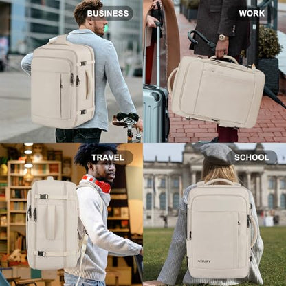 Gieury Carry On Backpack, Extra Large 55L Laptop Backpack for Men Women - color: Beige, size: 3X-Large(22"x14"x10")