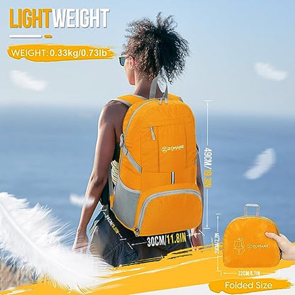 ZOMAKE Lightweight Packable Backpack 35L, Water Resistant Foldable Day Pack - color: C-yellow