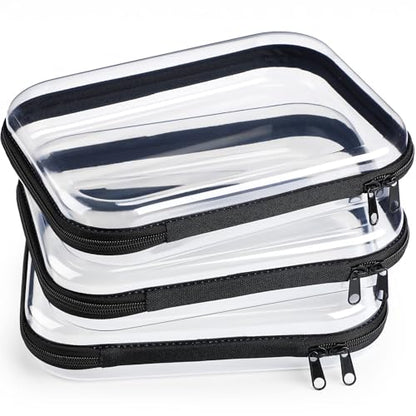 Hoolerry 3 Pcs Clear Hard Zipper Case Plastic Zipper Pouch, Black, M - color: Black, size: M