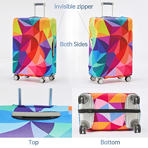 Travelkin 여행 가방 Tsa 승인 여행 가방 커버 프로텍터, 다채로운 기하학, 엘라스틱 - color: 다채로운 기하학, size: S(18-21inch suitcase)