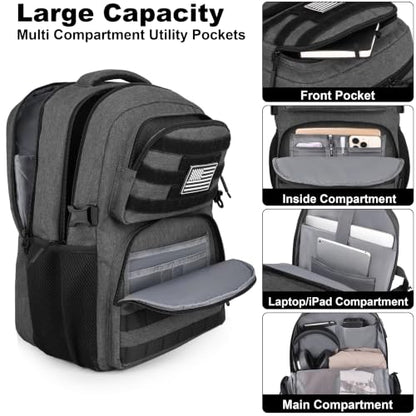 MOZETO 17 Inch Laptop Backpack, Large Tactical Inspired Travel Bag - color: Dark Gray