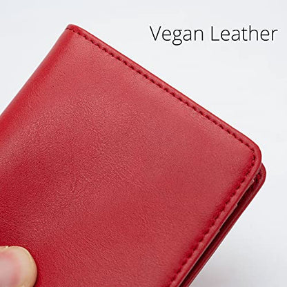 Alldaily Small RFID Wallet for Women Slim Compact Bifold Pocket Ladies Travel Mini Purse (Red) - color: Red