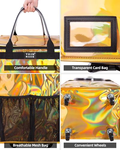 Reusable Grocery Bag with Wheels, Medium Glitter Gold Rolling Tote - color: Glitter Gold, size: Medium