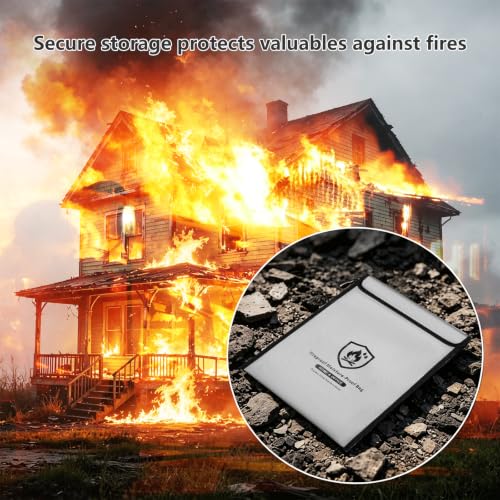 BBMars 3 Pack Fireproof Waterproof Document Bag, Zipper Money Pouch
