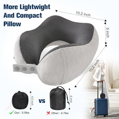 Cirorld Neck Pillow for Traveling, Travel Pillows for Airplanes Light Grey - color: Light Grey