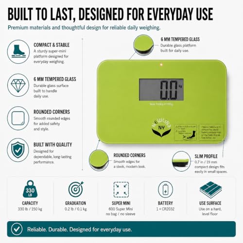 600 Super Mini Travel Bathroom Scale, 330 lb, Green - color: Green