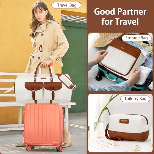 Garment Bag for Travel Convertible Carry on Travel Duffel Bag for Men Women - color: A01-Off White