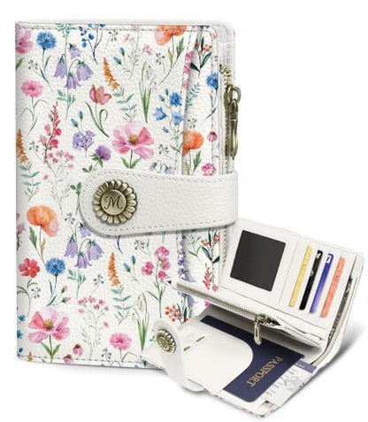 Flowers Wallet Women RFID, Passport Holder, Credit Card Holder - color: Colorful Flowers