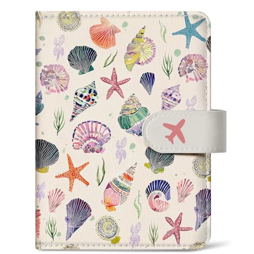 Passport Holder for Travel, RFID Blocking Wallet with Magnetic Closure - color: H-Seashell