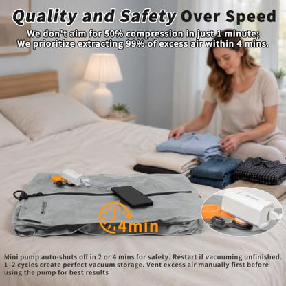 Vacuum Bag for Travel,IPX8 Waterproof Reusable Compression Bags - color: Upgraded Gray, size: 3 PC -With Pump