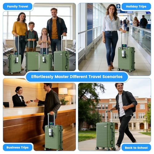 20 Inch Carry on Luggage Airline Approved, Zipperless Hard Shell Suitcase - color: Green, size: 20 Inch