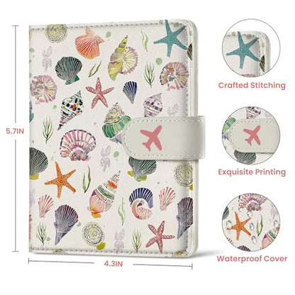 Passport Holder for Travel, RFID Blocking Wallet with Magnetic Closure - color: H-Seashell