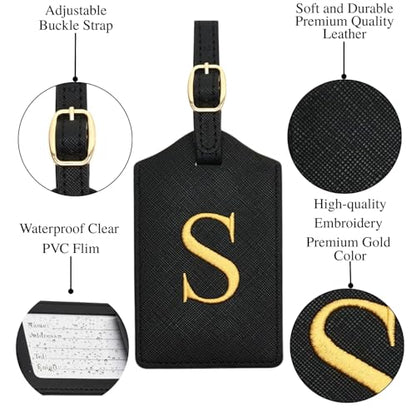 Luggage Tag PU Leather for Suitcase Baggage Handbag Travel Bag Label Suitcase Tag Label Tag w. Name Card & Privacy Cover (S) - style: S