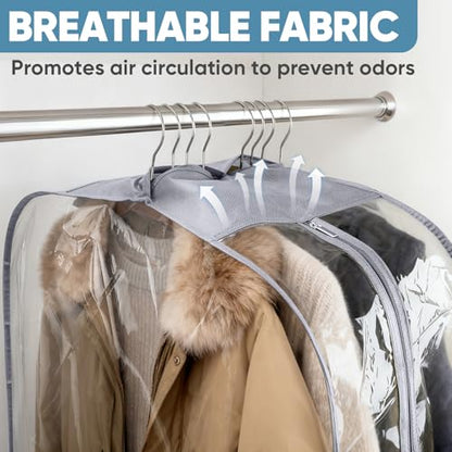 BALEINE 6PK Clear Garment Bags for Hanging Clothes, 40" Dress Suit Bag - color: Clear, size: 40" 10.5" Wide 6PK