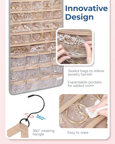 BAGSMART Hanging Jewelry Organizer, Necklace Holder, Extra Large Grey - color: Grey, size: X-Large - Standard