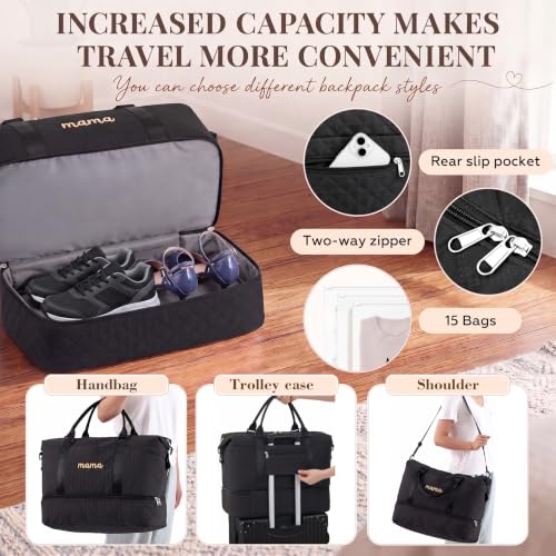 Hosuly Black Mama Hospital Bag Essentials for Women Labor Delivery - color: Black